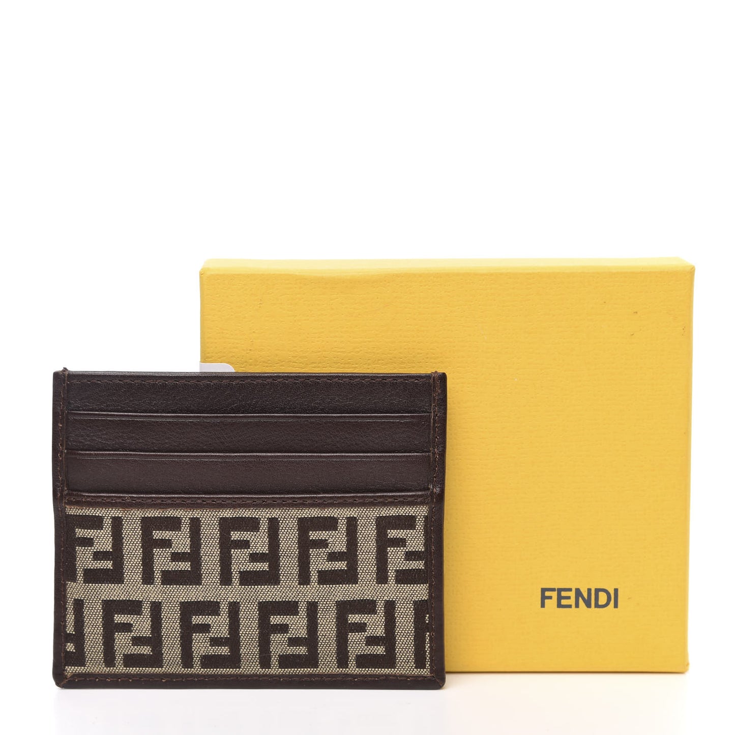 Zucchino Calfskin Card Holder Mogano Panna Marrone