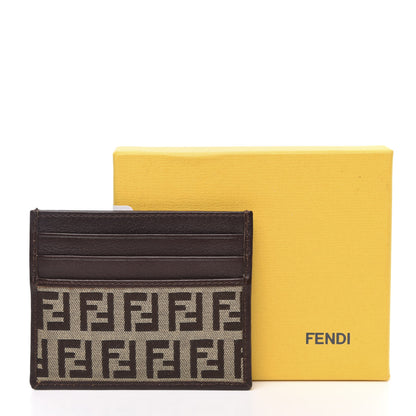 Fendi Zucchino Calfskin Card Holder Mogano Panna Marrone 6 of 6