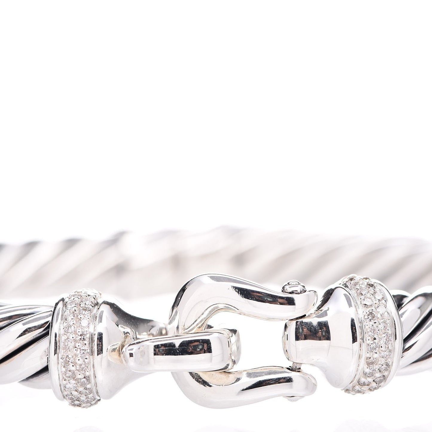 Sterling Silver Diamond 8.5mm Cable Buckle Bracelet