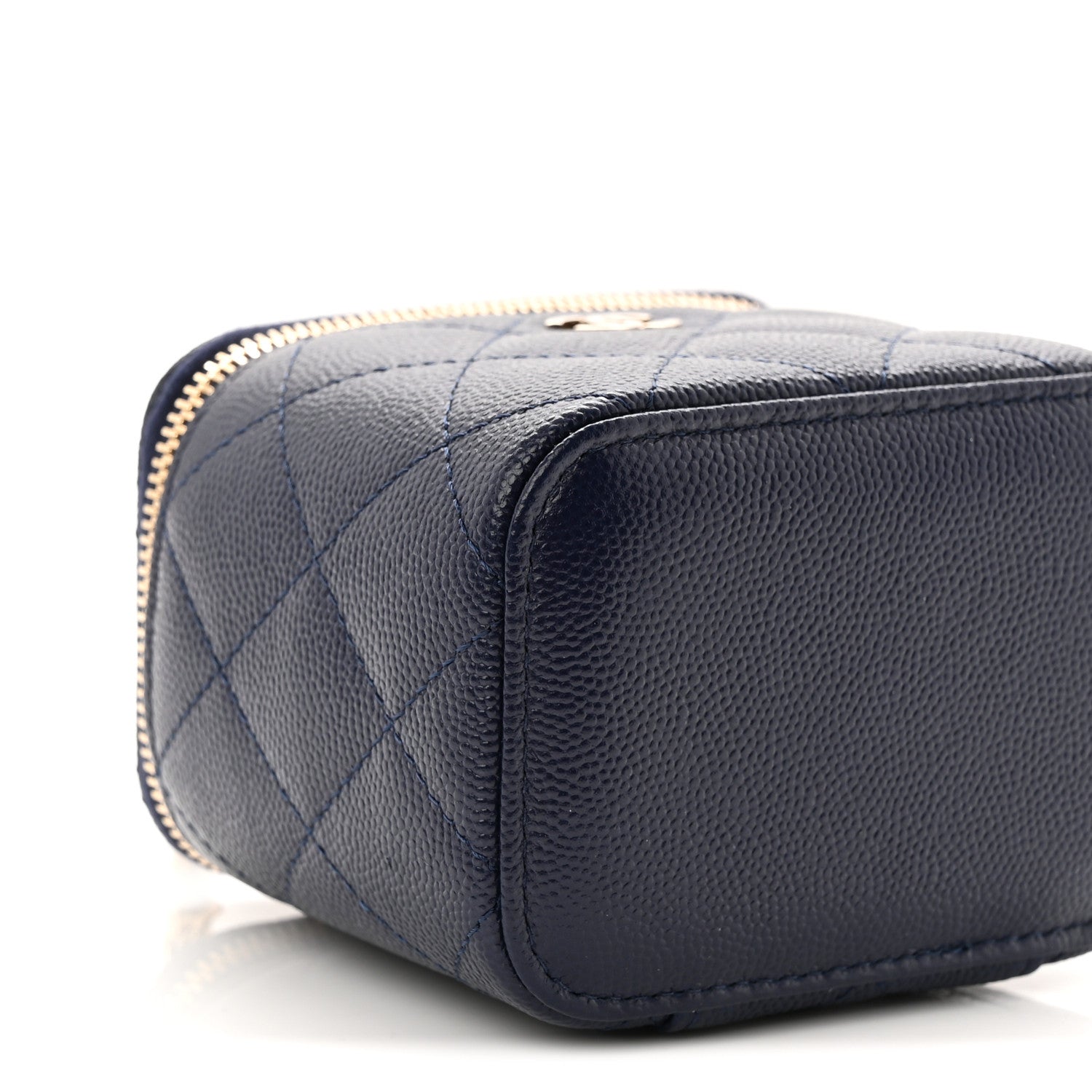 Chanel Caviar Quilted Mini Vanity Case With Chain Navy Blue 8 of 11
