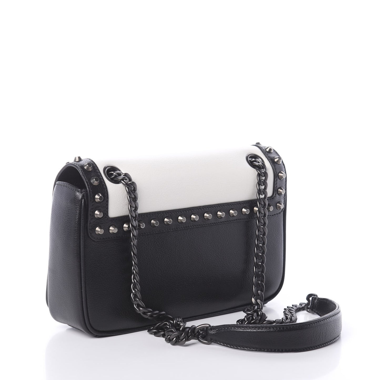 Glace Calfskin Studded Crossbody White Black