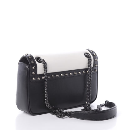 Prada Glace Calfskin Studded Crossbody White Black 4 of 9