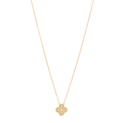 Van Cleef & Arpels 18K Yellow Gold Diamond Yellow Mother of Pearl Vintage Alhambra Pendant Necklace 1 of 5