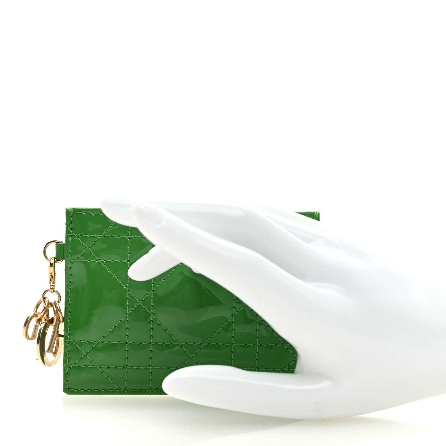 Christian Dior Patent Cannage Lady Dior Card Holder Green 2 of 6