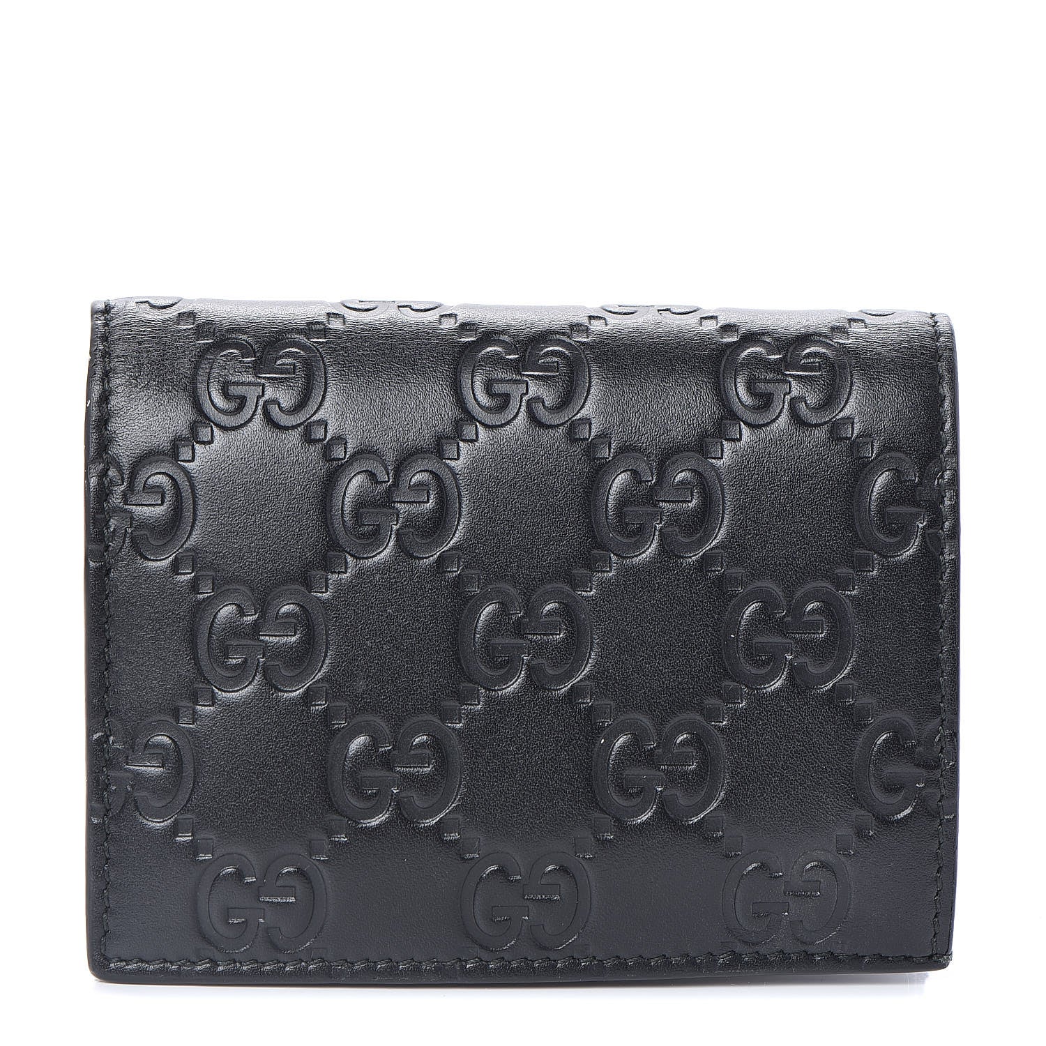 Gucci Guccissima Card Case Wallet Black 1 of 8