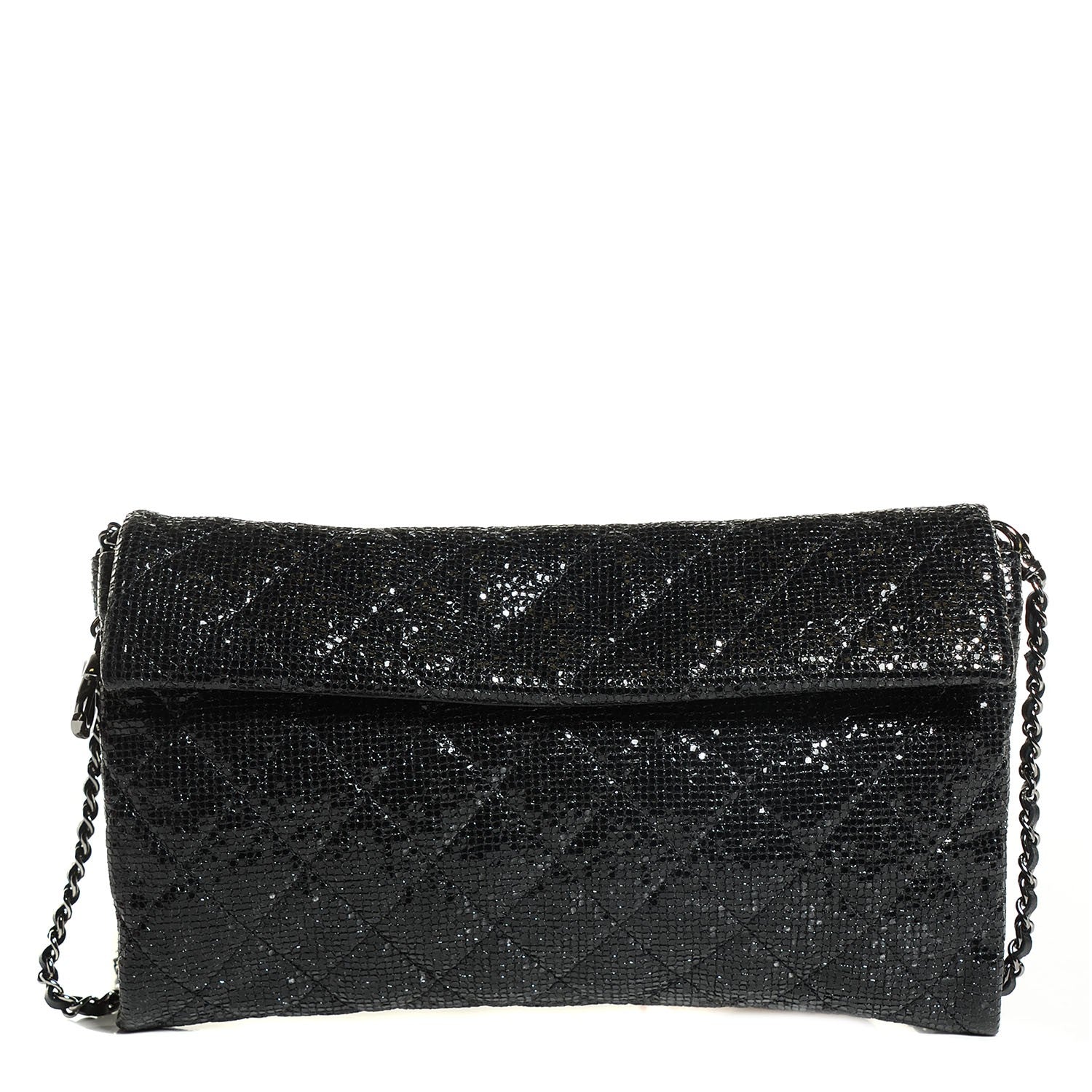 Chanel Iridescent Quilted Chain Clutch Black 1 of 8