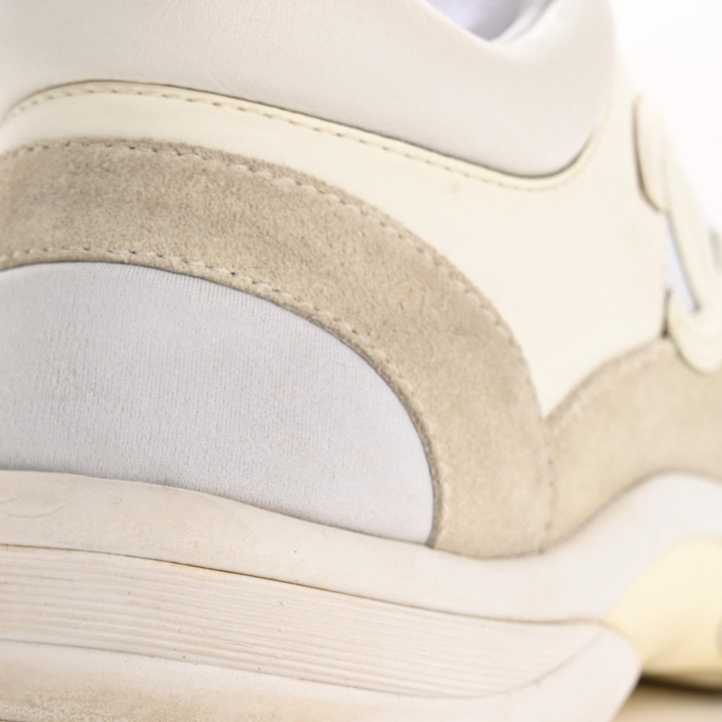 Suede Calfskin Fabric CC Sneakers 36.5 White