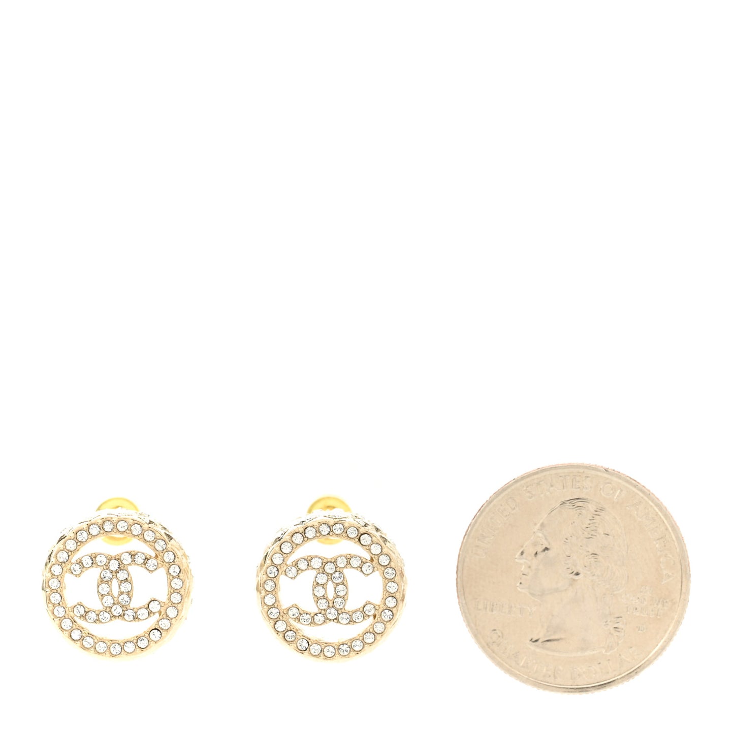 Crystal CC Round Earrings Gold