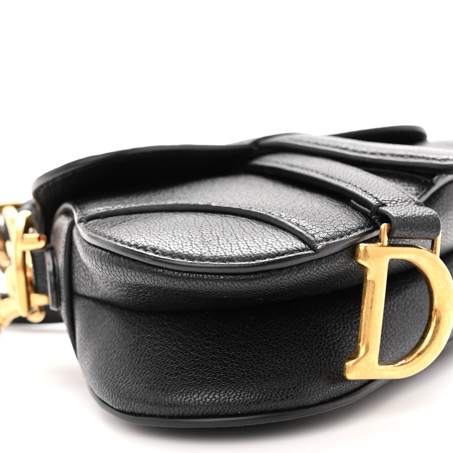 Christian Dior Goatskin Micro Saddle Bag With Strap Black 9 of 10