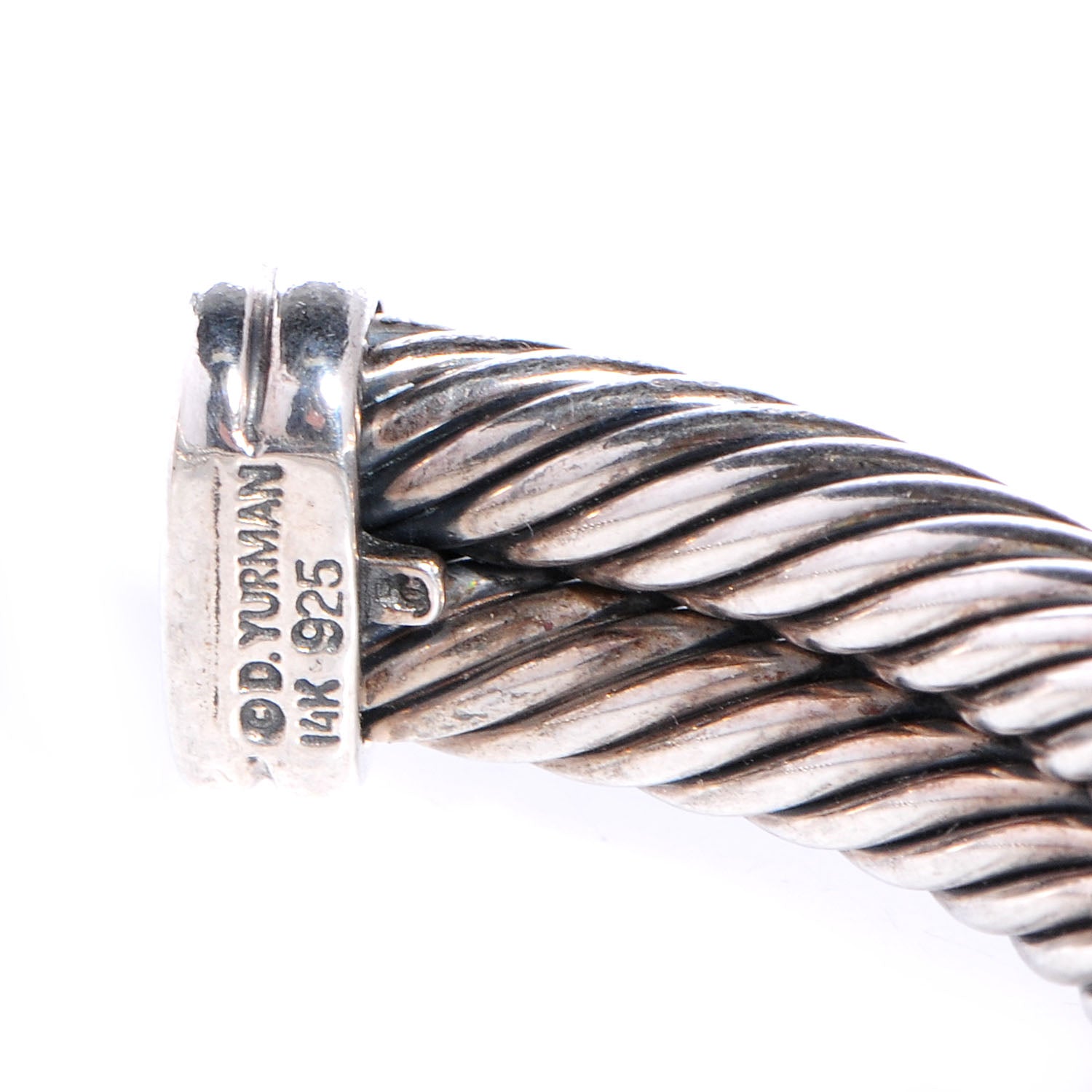 David Yurman Sterling Silver 14K Yellow Gold 10mm Double X Bracelet 4 of 6