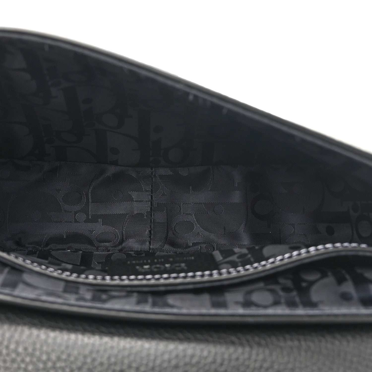 Christian Dior Grained Calfskin Saddle Messenger Bag With Strap Black 5 of 10