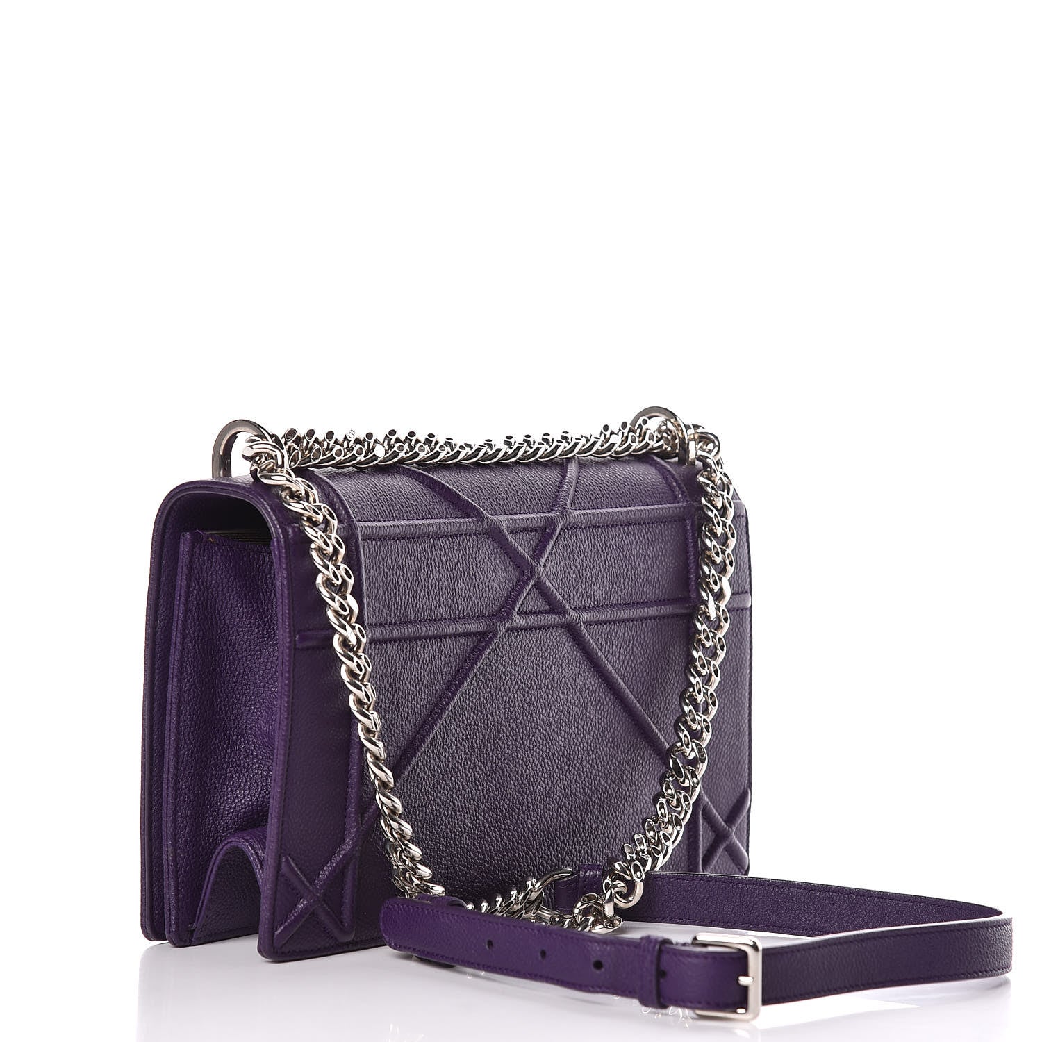 Christian Dior Grained Calfskin Medium Diorama Flap Bag Purple 3 of 10