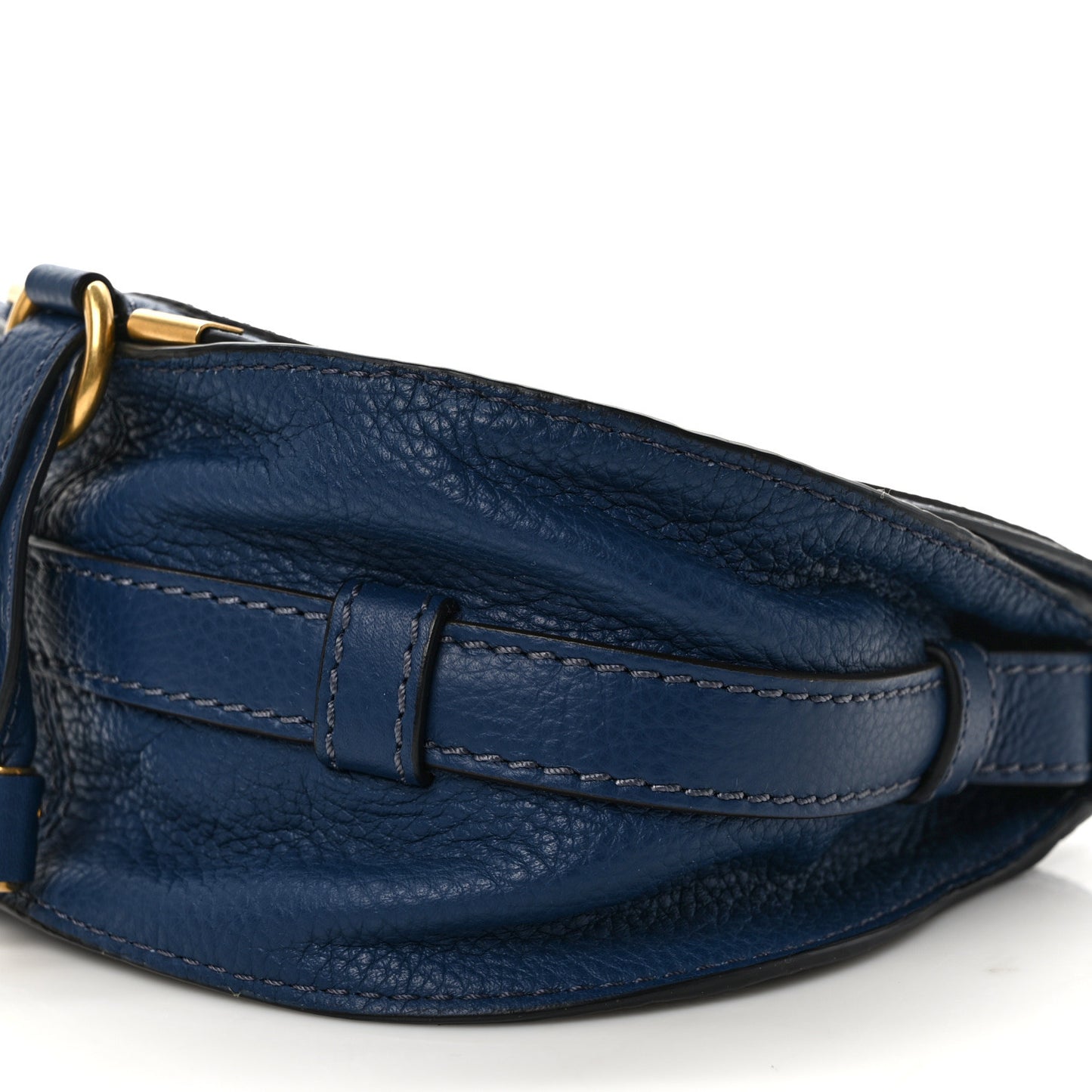 Calfskin Mini Marcie Round Crossbody Bag Royal Navy