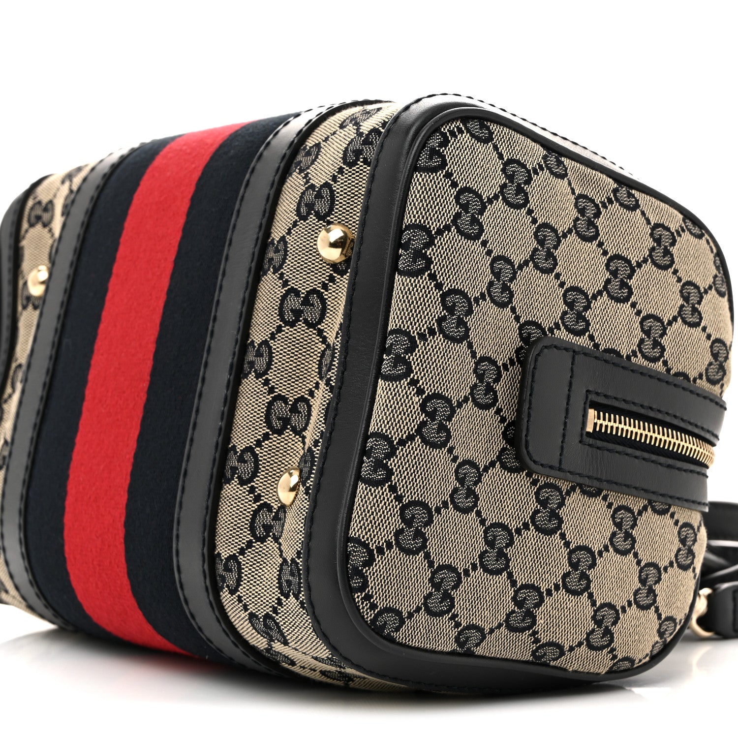 Gucci Monogram Vintage Web Small Boston Navy 10 of 12
