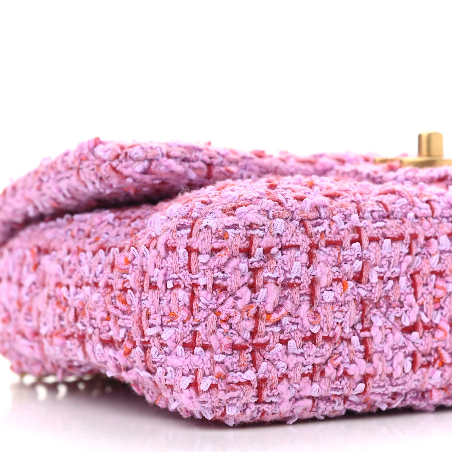 Chanel Tweed Enamel Quilted Mini Pending CC Square Flap Light Purple Pink Red 9 of 11