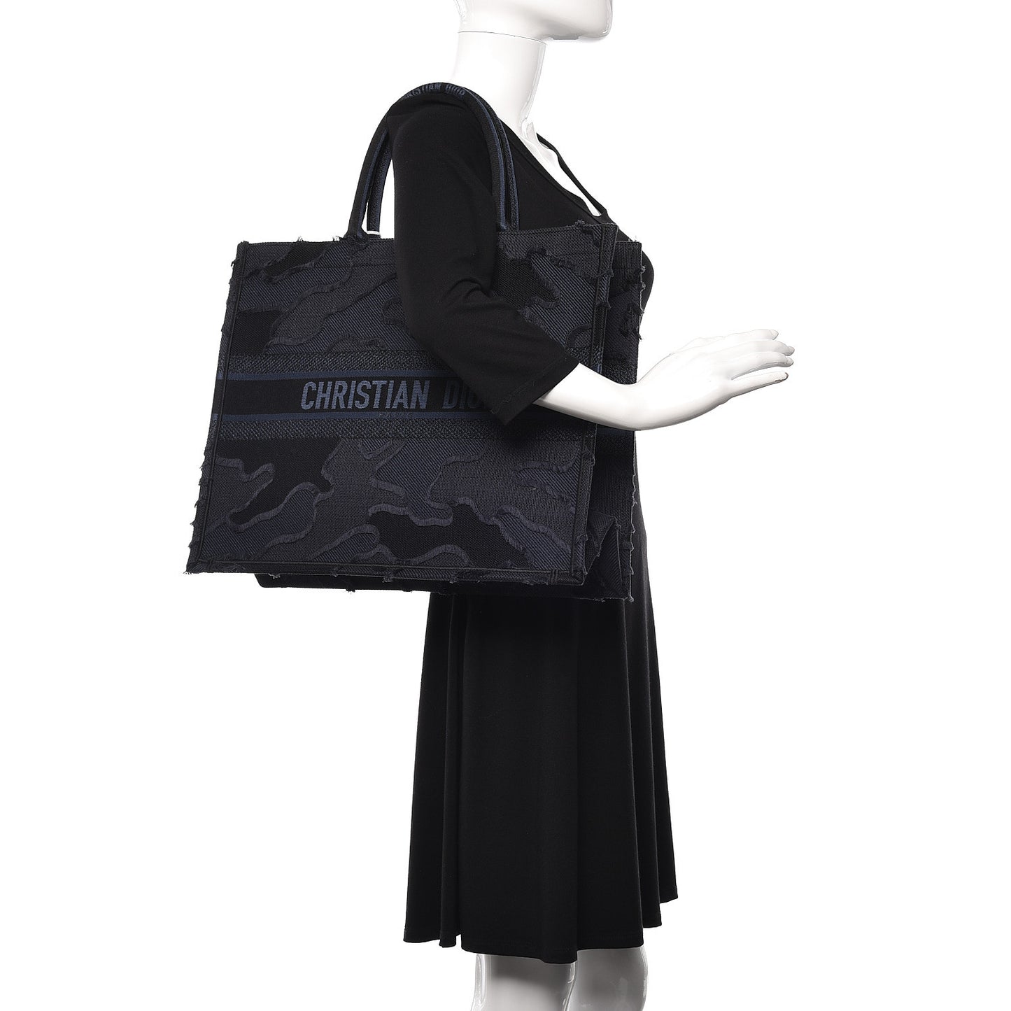 Canvas Embroidered Camouflage Book Tote Blue