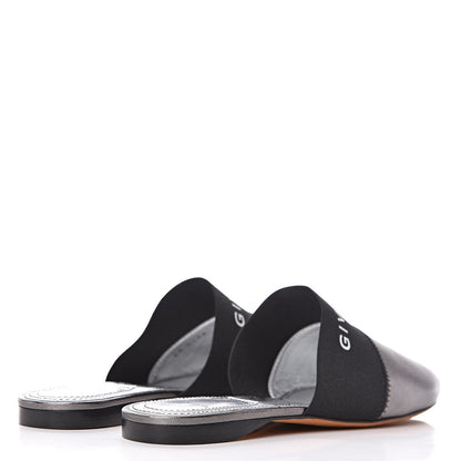 Givenchy Metallic Calfskin Bedford Logo Mule Slides 37 Black 4 of 11