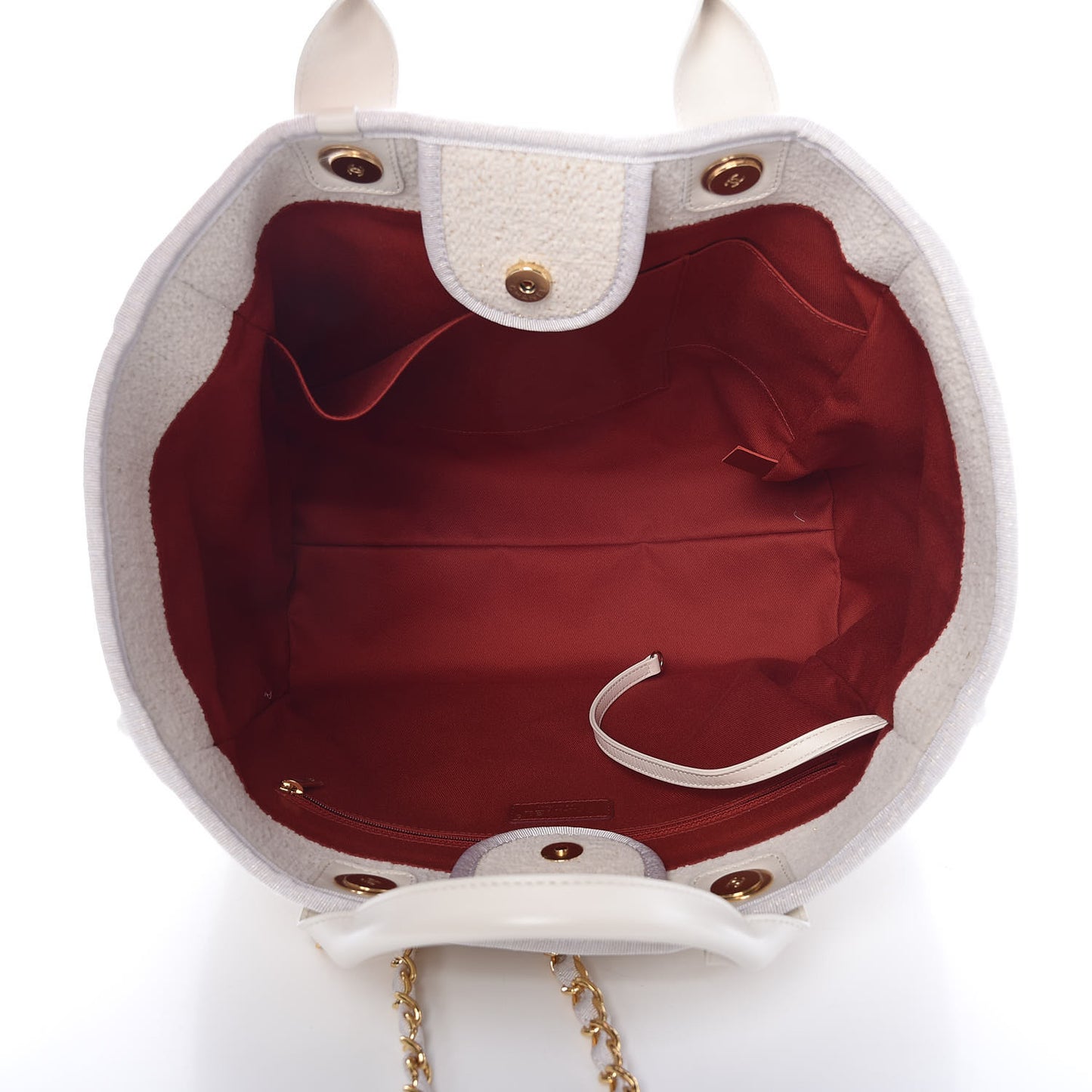 Lurex Boucle Medium Deauville Tote White