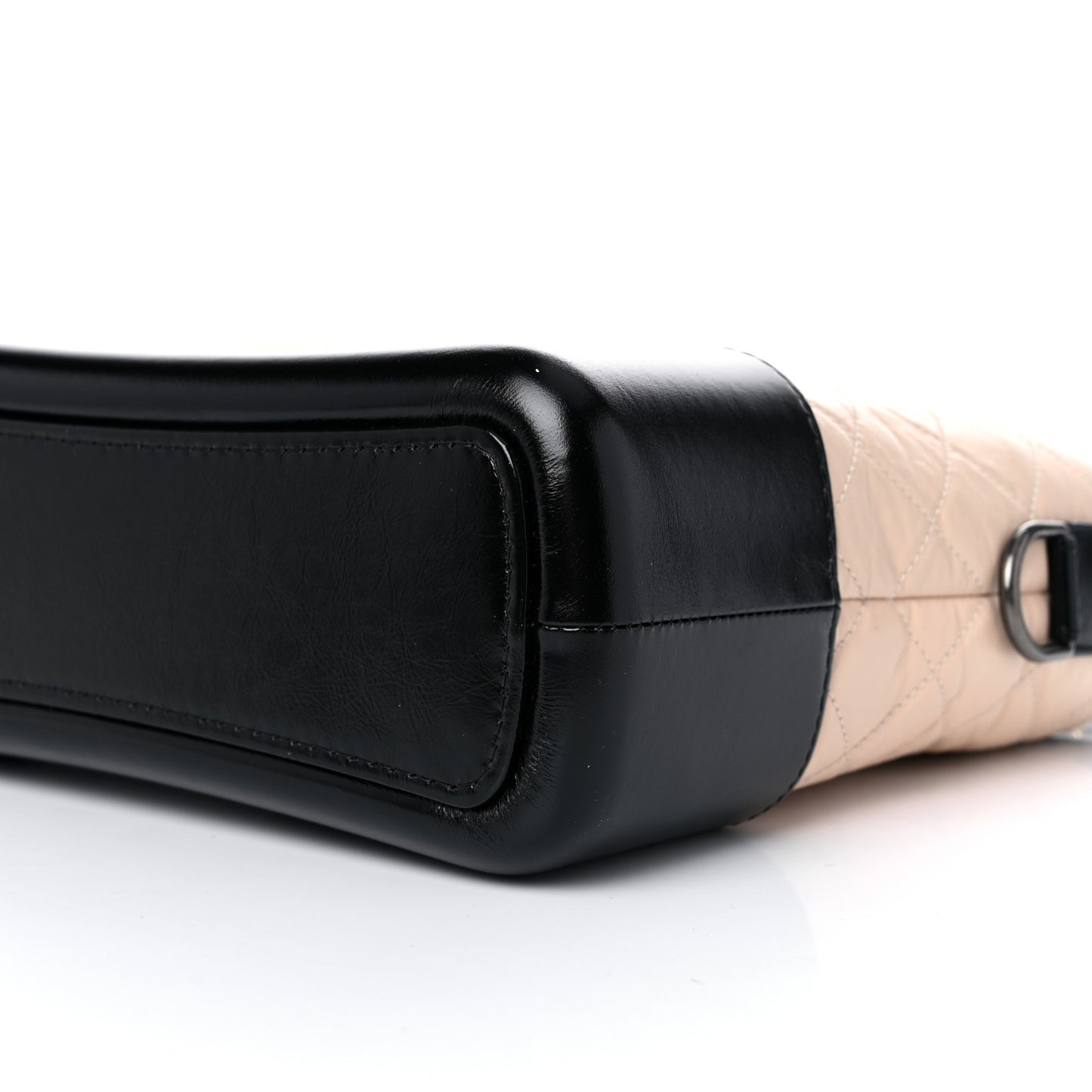 Aged Calfskin Quilted Medium Gabrielle Hobo Beige Black