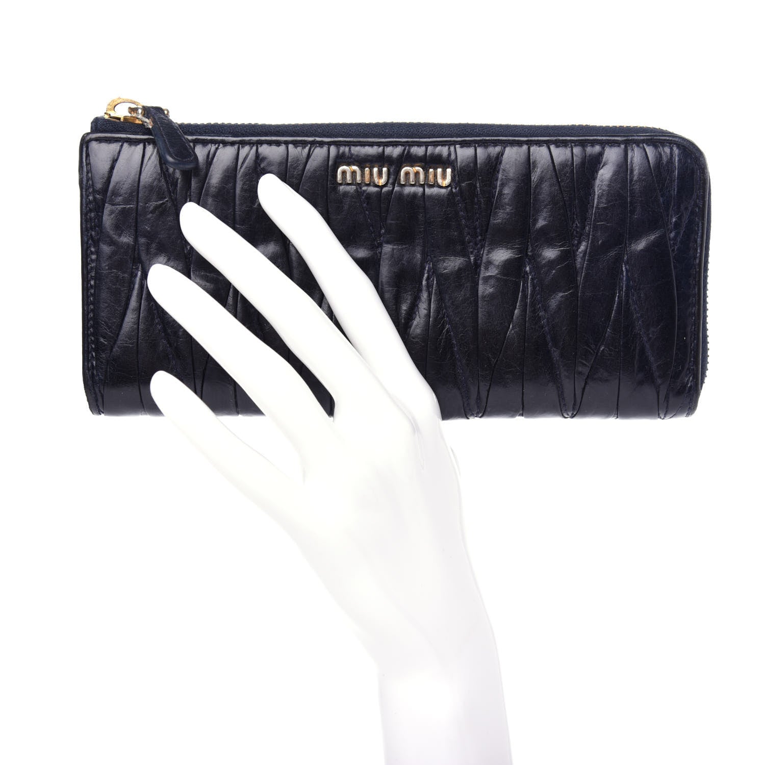 Miu Miu Nappa Matelasse Lux Zip Around Wallet Bluette 2 of 8