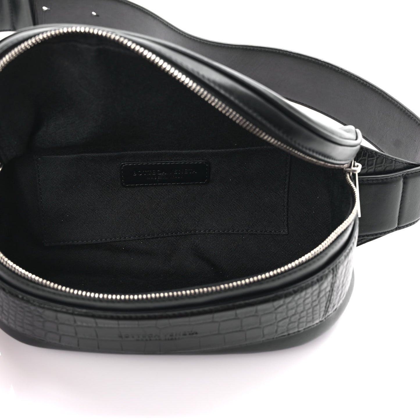 French Calfskin Alligator Embossed Belt Bag Black