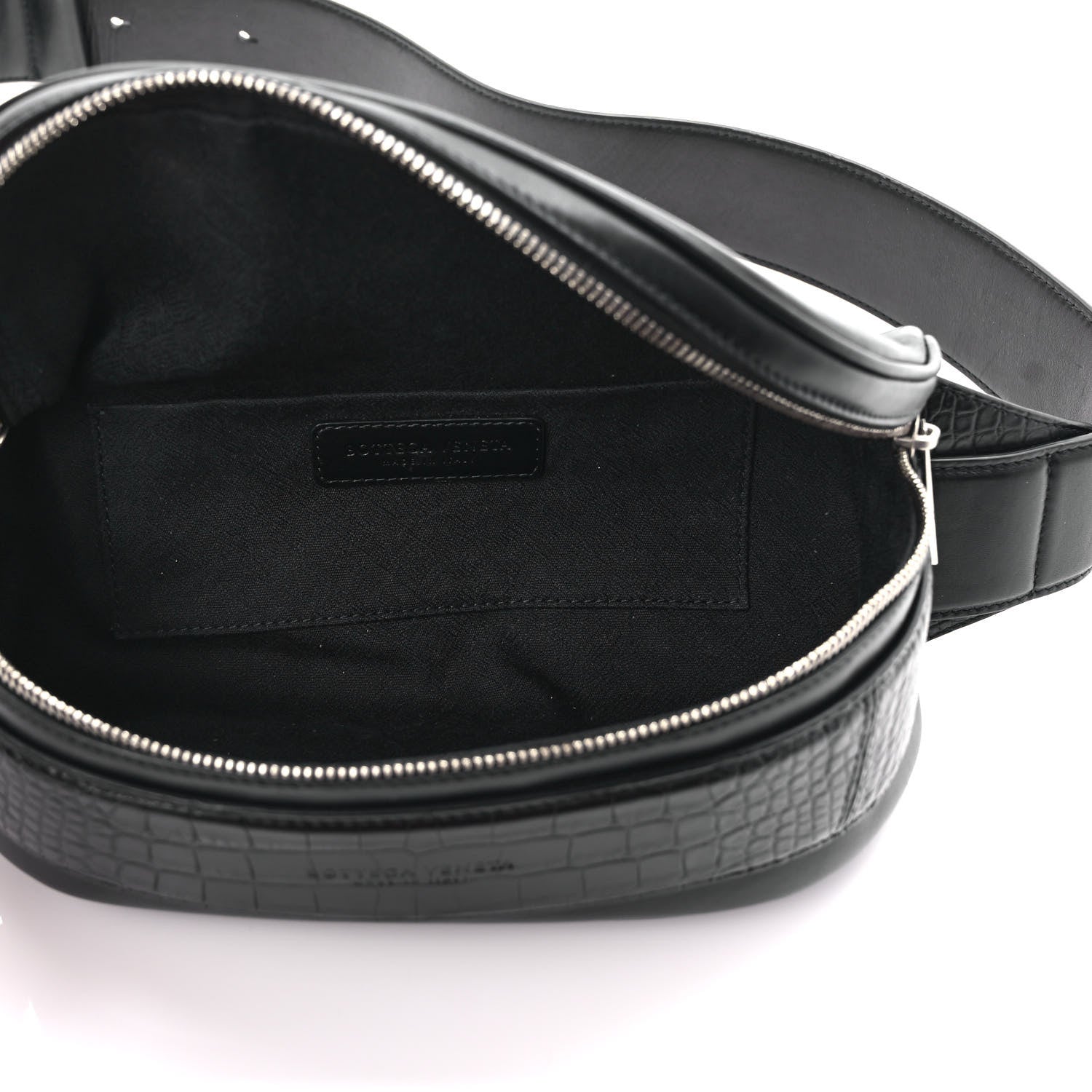 Bottega Veneta French Calfskin Alligator Embossed Belt Bag Black 5 of 8