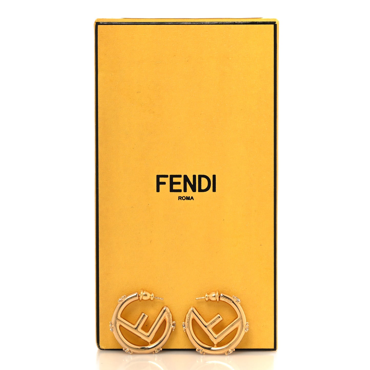Metal Crystal F Hoop Earrings Soft Gold