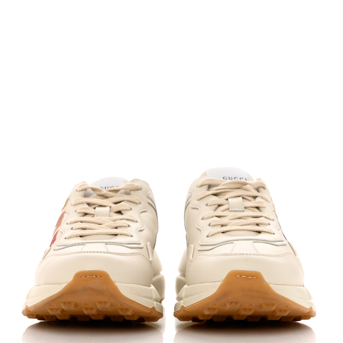 Calfskin Glitter Game Logo Womens Rhyton Sneakers 37 Mystic White