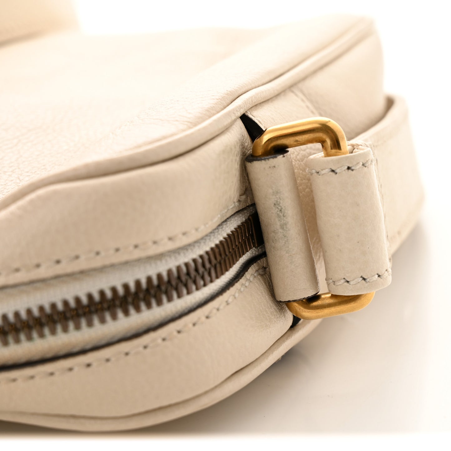 Grained Calfskin Mini Logo Messenger Bag White