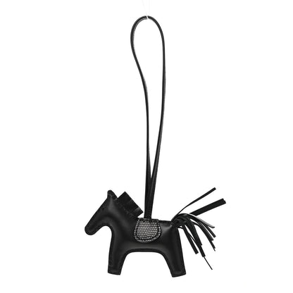Hermes Milo Lambskin Lizard Touch Grigri Rodeo Horse Bag Charm PM So Black 1 of 5
