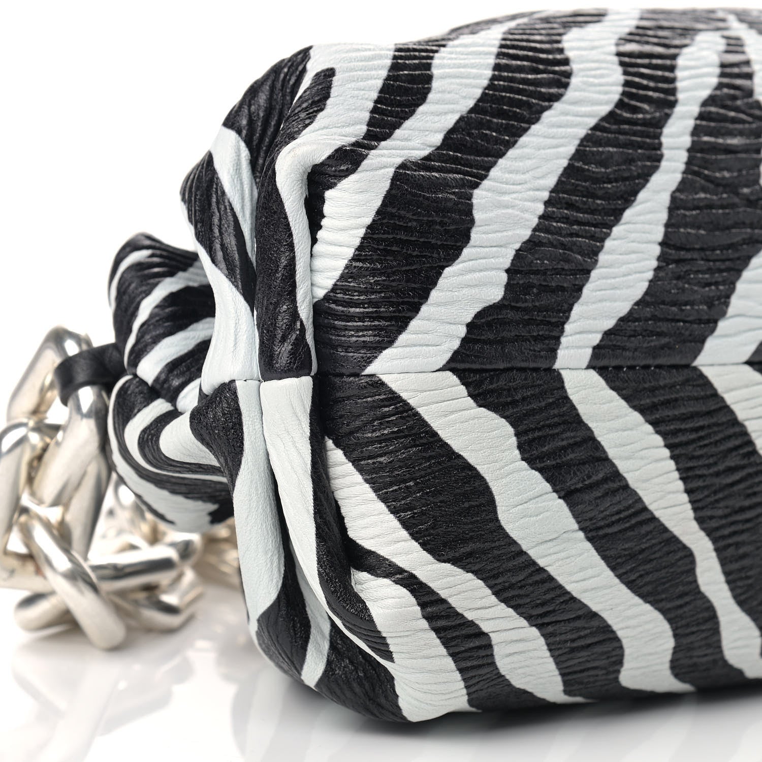 Bottega Veneta Nappa Zebra Print The Pouch Chain White Black 8 of 9