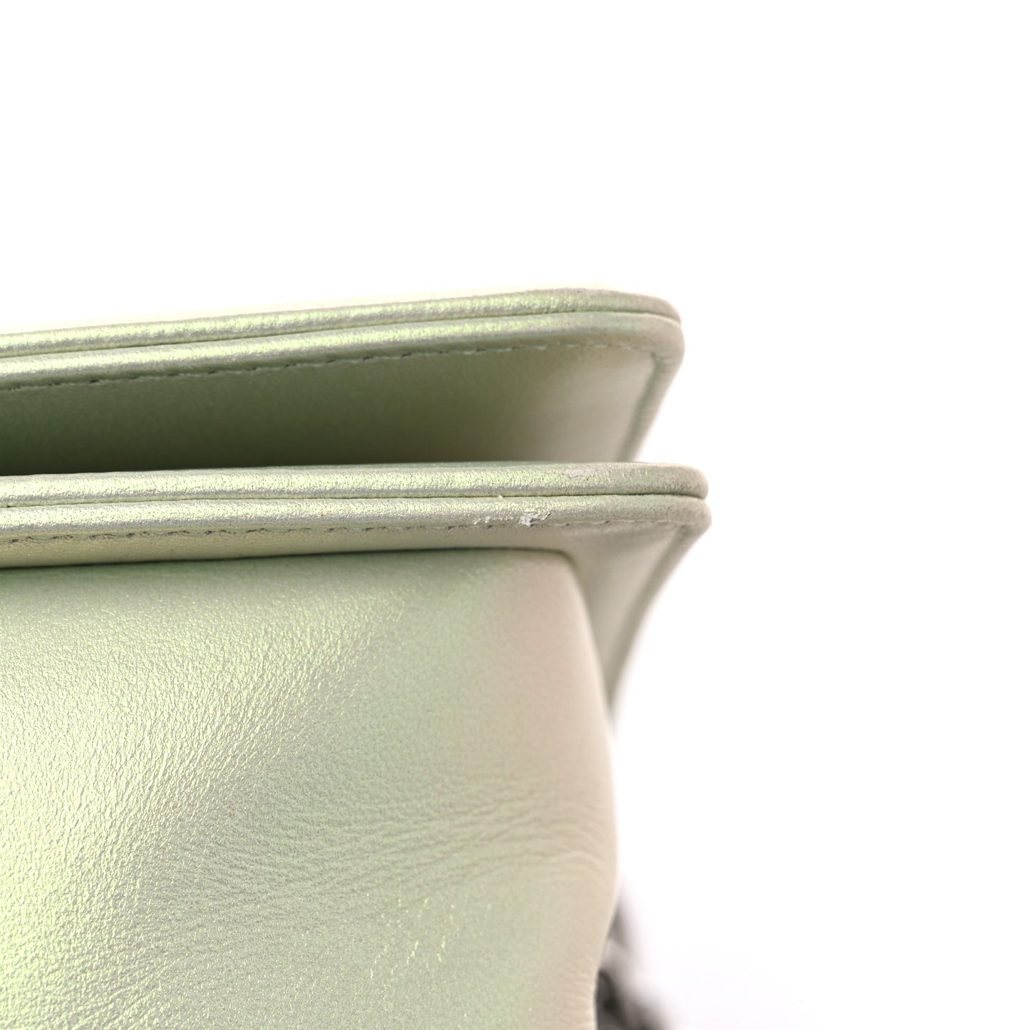 Iridescent Lambskin Chevron Quilted Medium Boy Flap Green