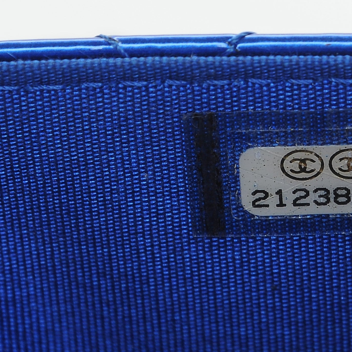 Metallic Patent Calfskin Quilted Boy Wallet On Chain WOC Blue