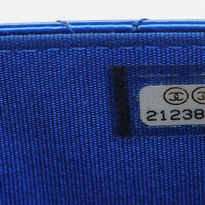 Chanel Metallic Patent Calfskin Quilted Boy Wallet On Chain WOC Blue 8 of 10