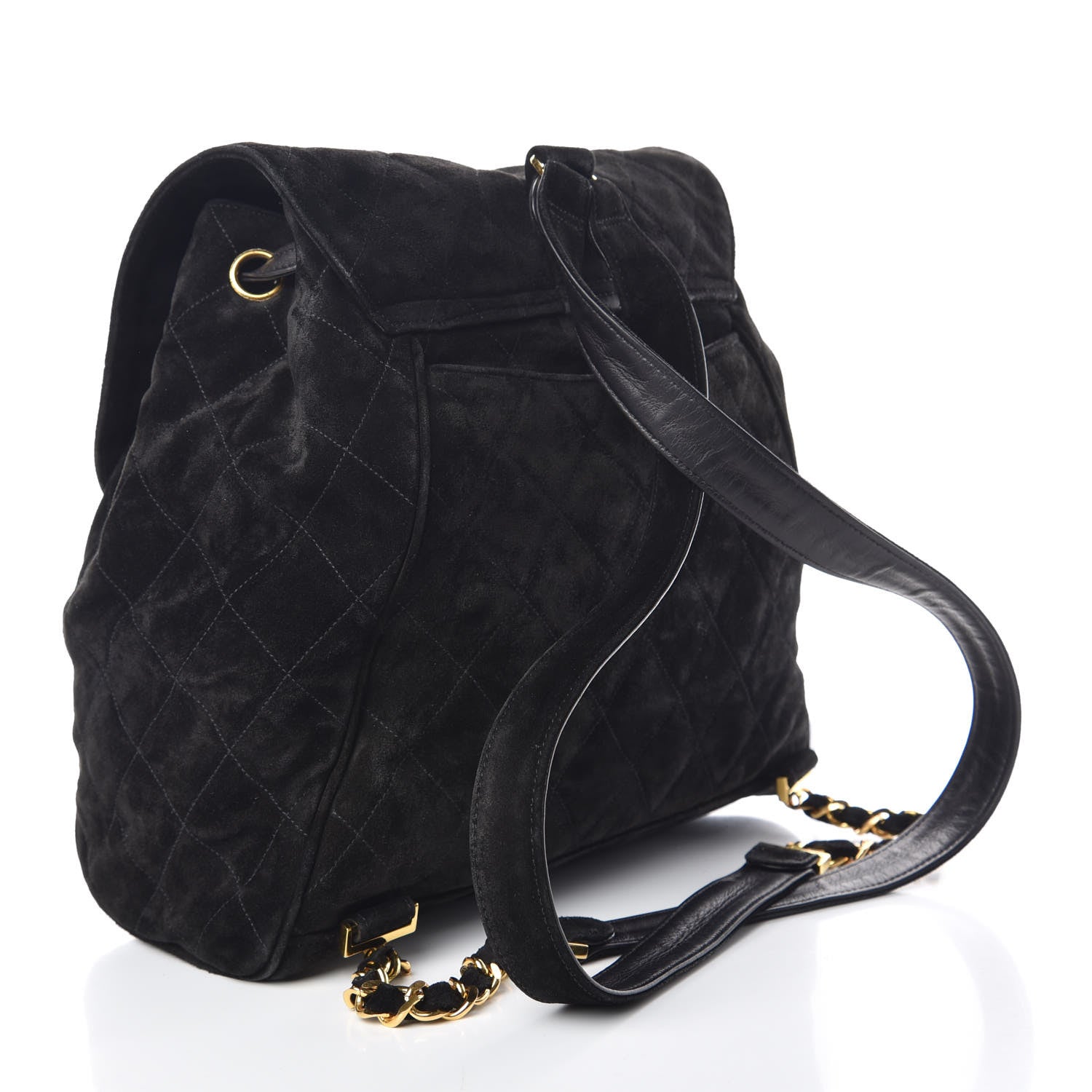 Chanel Suede Quilted Drawstring Backpack Black 3 of 9