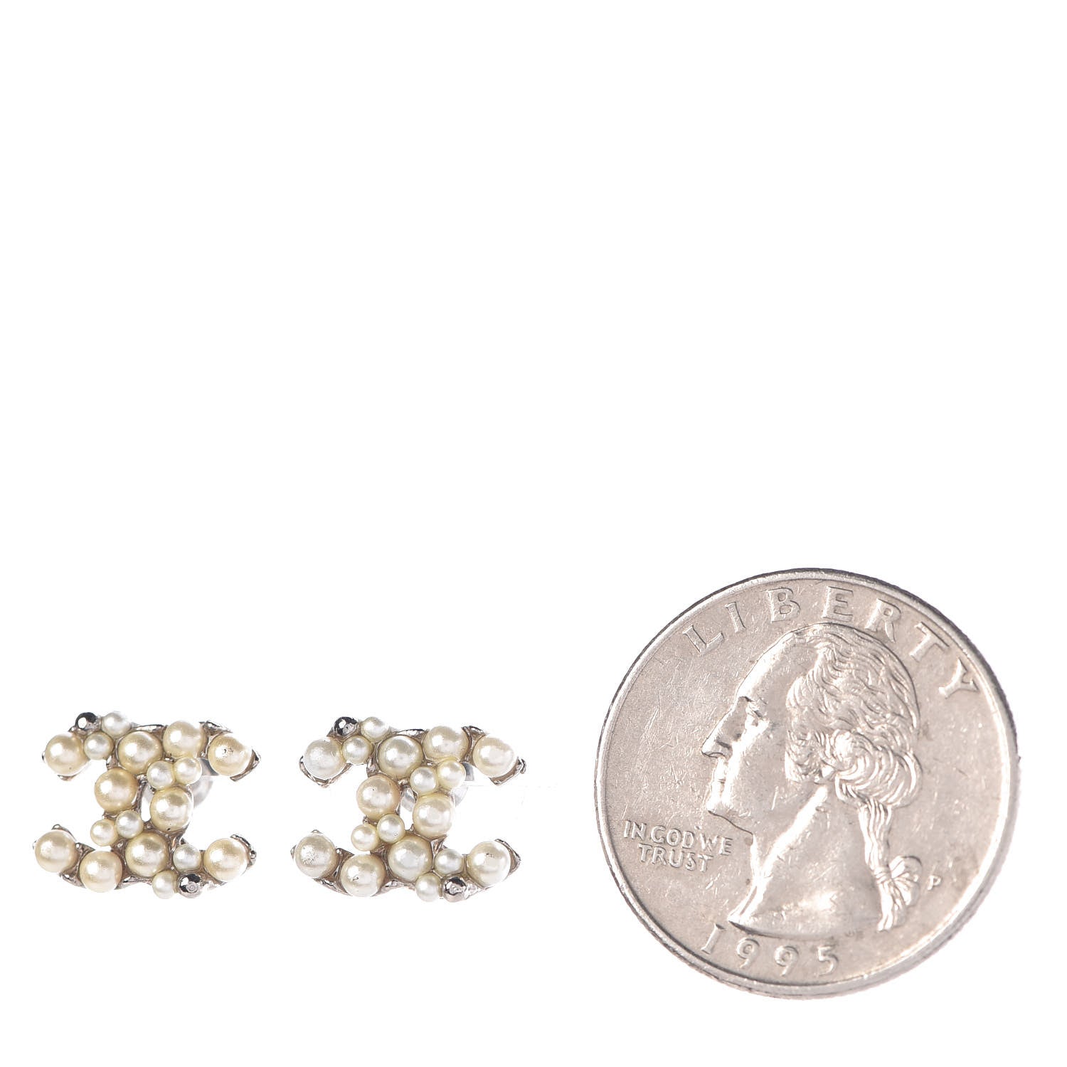 Chanel Pearl CC Earrings Silver 2 of 5