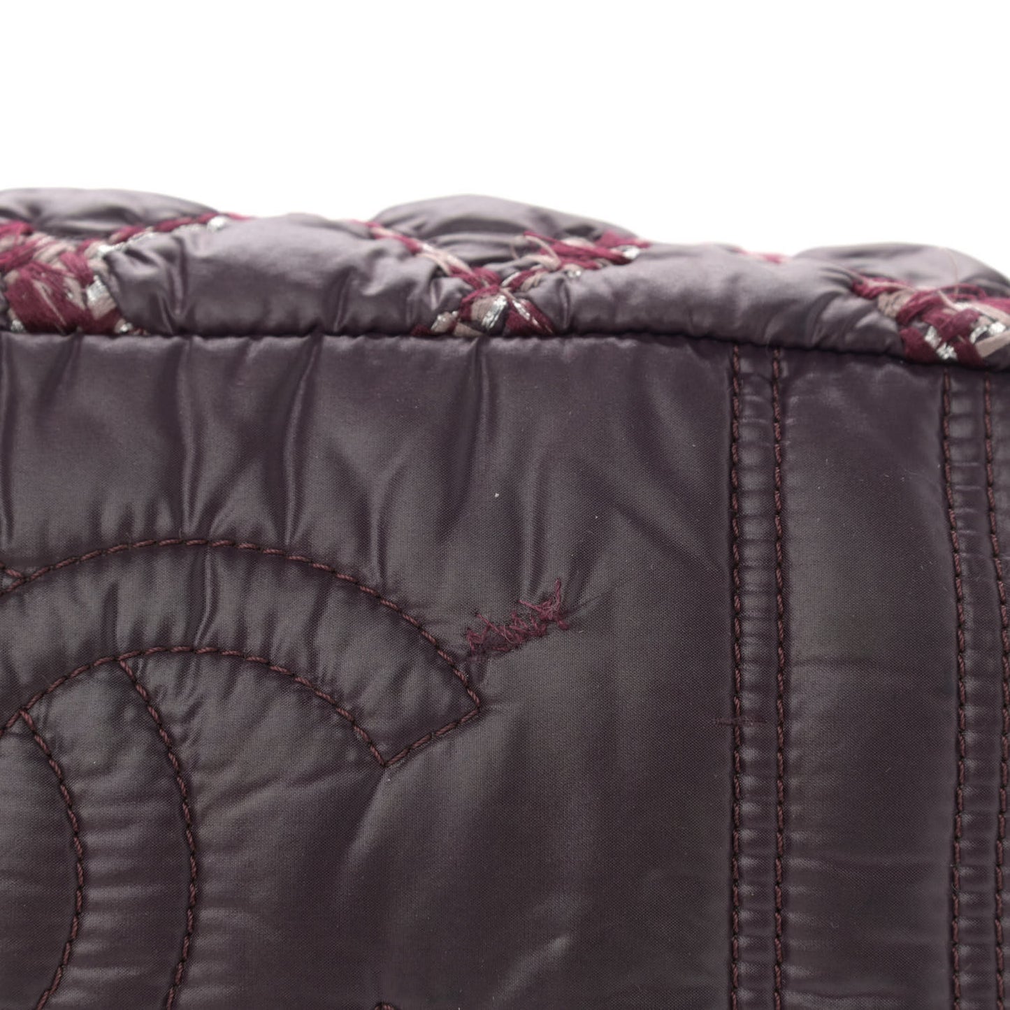 Nylon Quilted Tweed Stitch Bubble Camera Case Purple