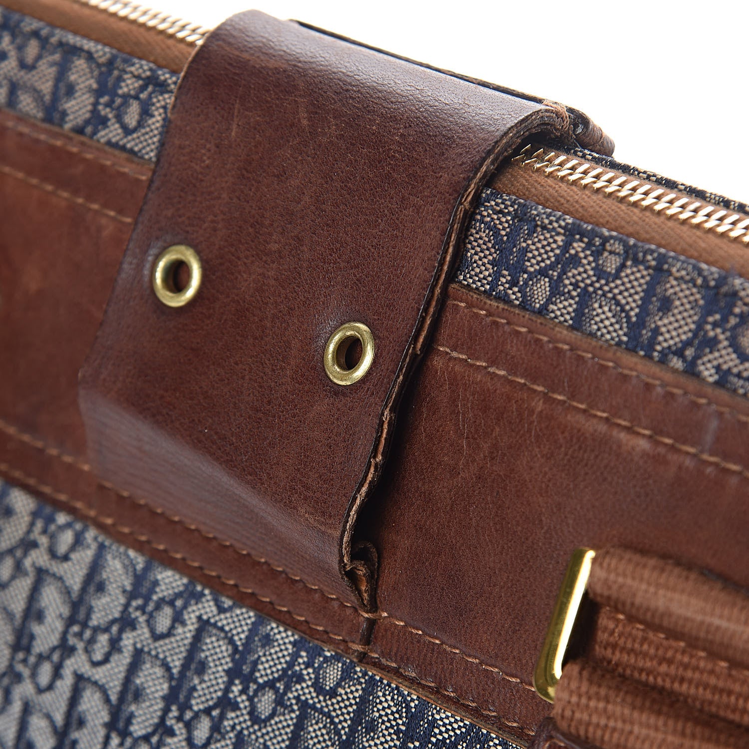 Christian Dior Monogram Tote Blue Brown 13 of 16