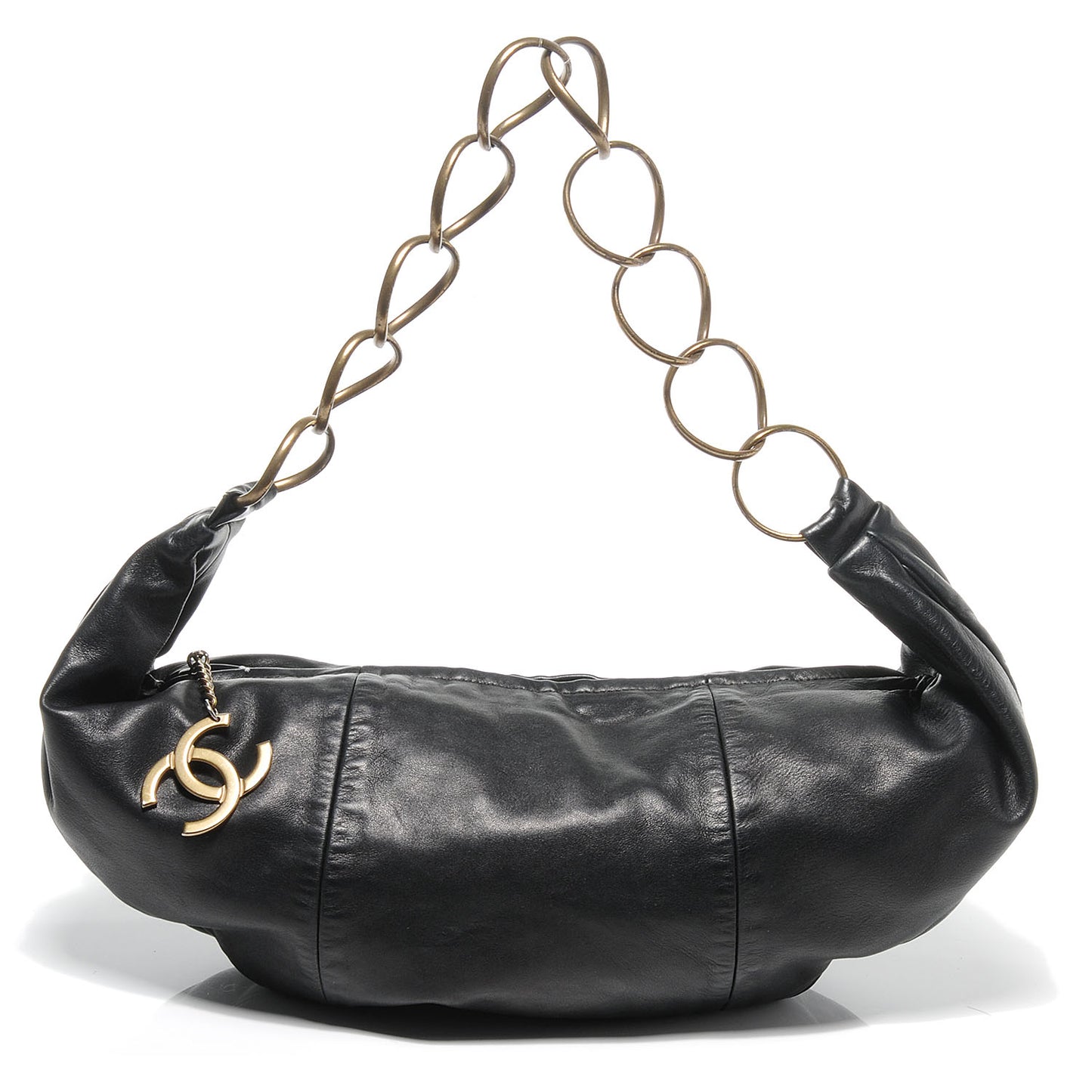 Lambskin Small Chain Hobo Black