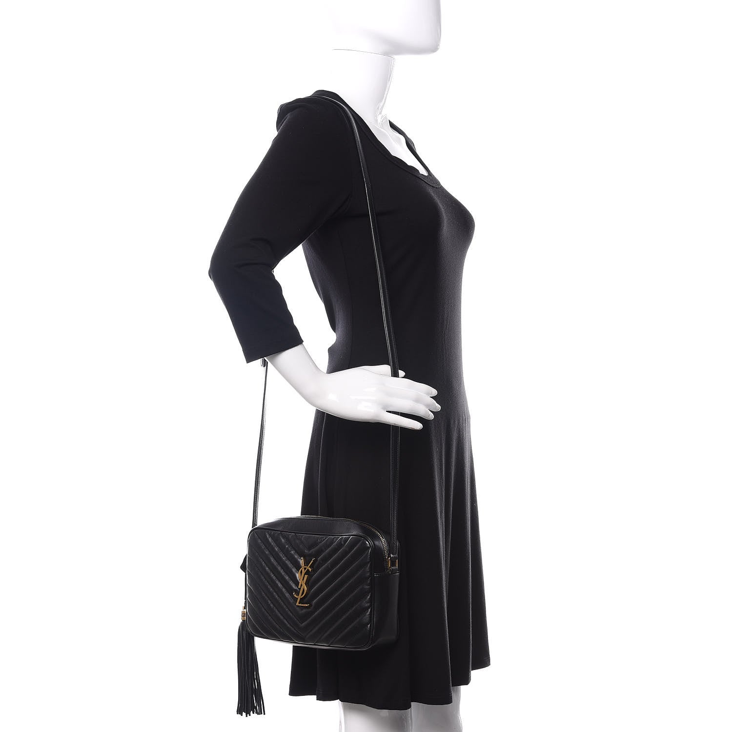 Saint Laurent Calfskin Matelasse Monogram Lou Camera Bag Black 2 of 12