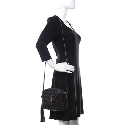 Saint Laurent Calfskin Matelasse Monogram Lou Camera Bag Black 2 of 12
