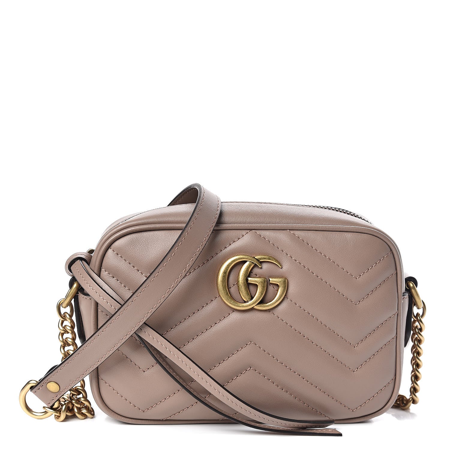 Gucci Calfskin Matelasse Mini GG Marmont Chain Shoulder Bag Nude 1 of 10