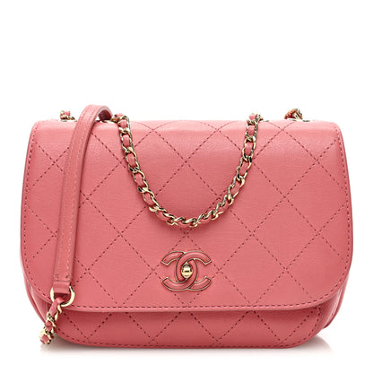 Chanel Calfskin Stitched Small Flap Bag Pink 1 of 11