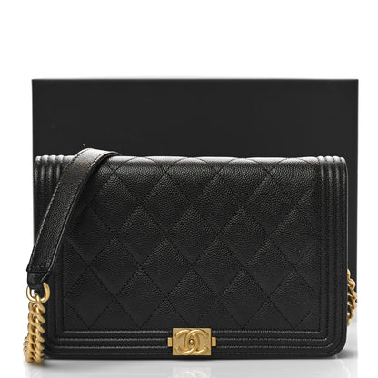 Chanel Caviar Quilted Boy Wallet On Chain WOC Black 10 of 10