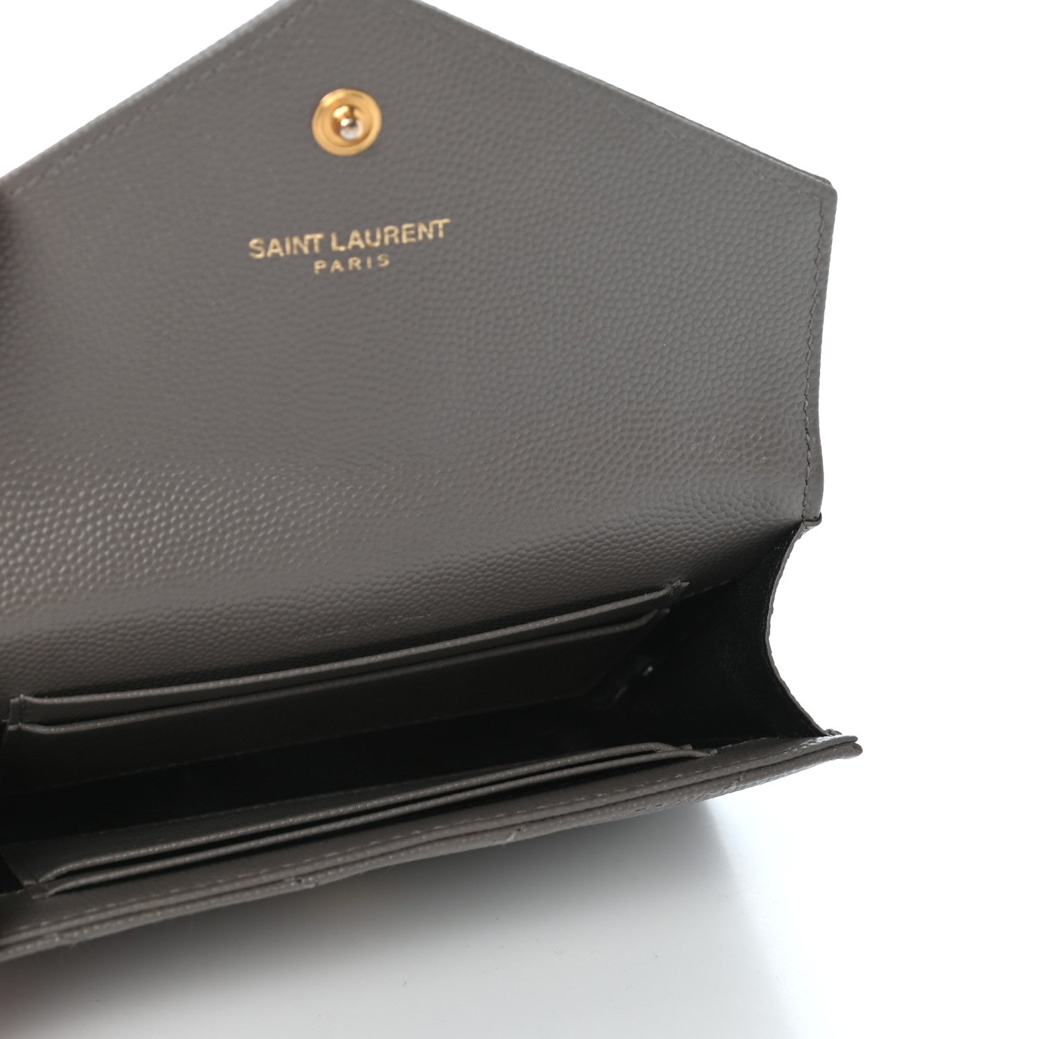 Saint Laurent Grain De Poudre Matelasse Chevron Small Monogram Envelope Wallet Fog 5 of 8