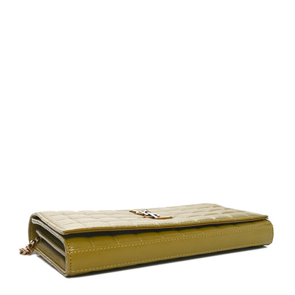 Saint Laurent Lambskin Carre Quilted Cassandre Chain Wallet Olive Drab 4 of 10