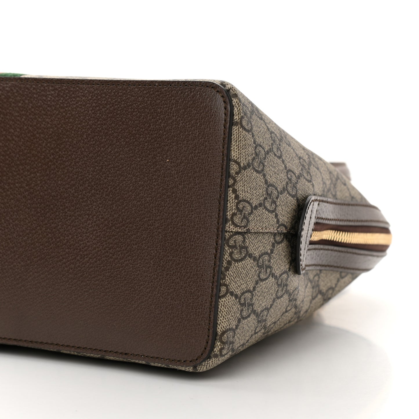 GG Supreme Monogram Web Medium Ophidia Top Handle Dome Bag Brown