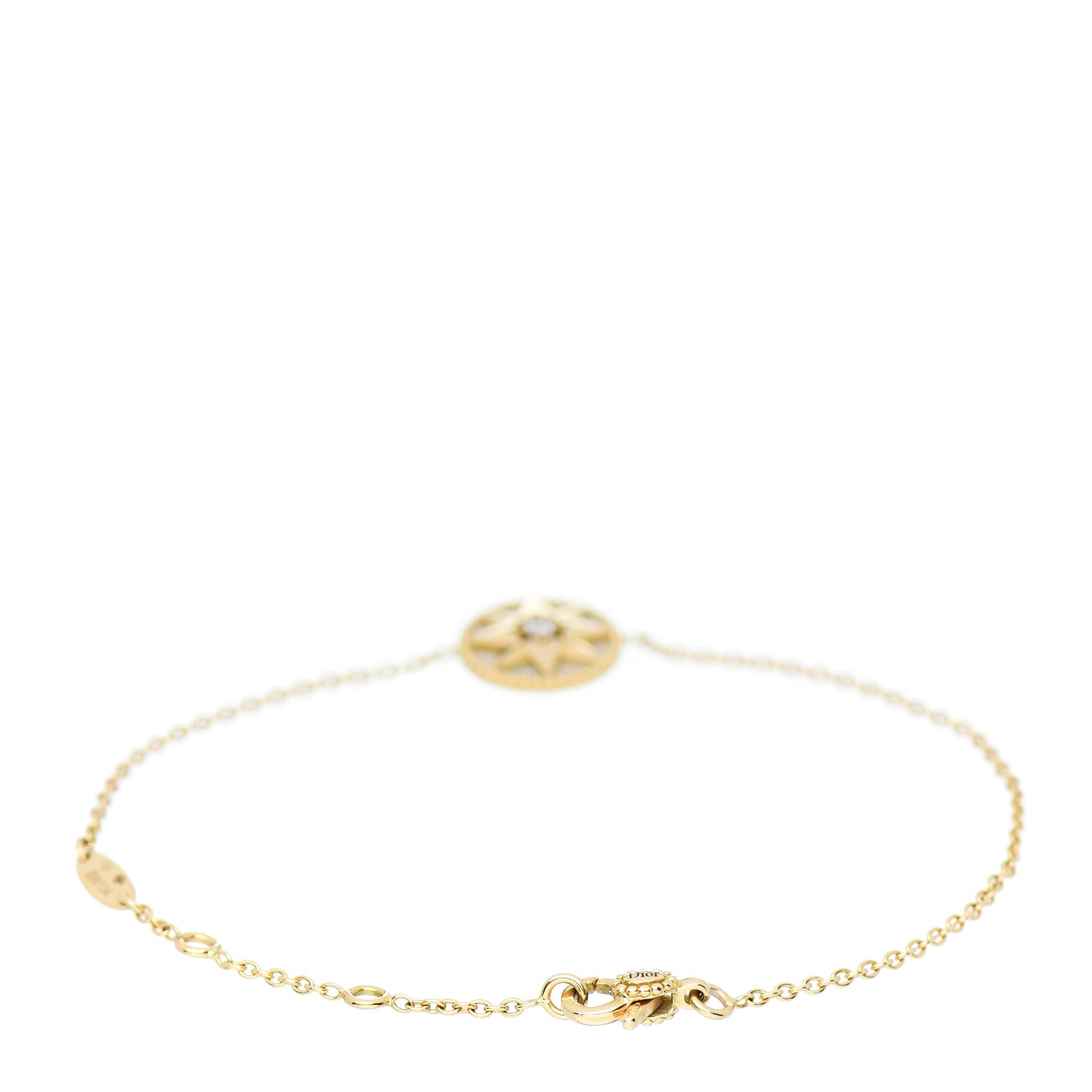 Christian Dior 18K Yellow Gold Diamond Mother of Pearl Rose Des Vents Bracelet 3 of 4