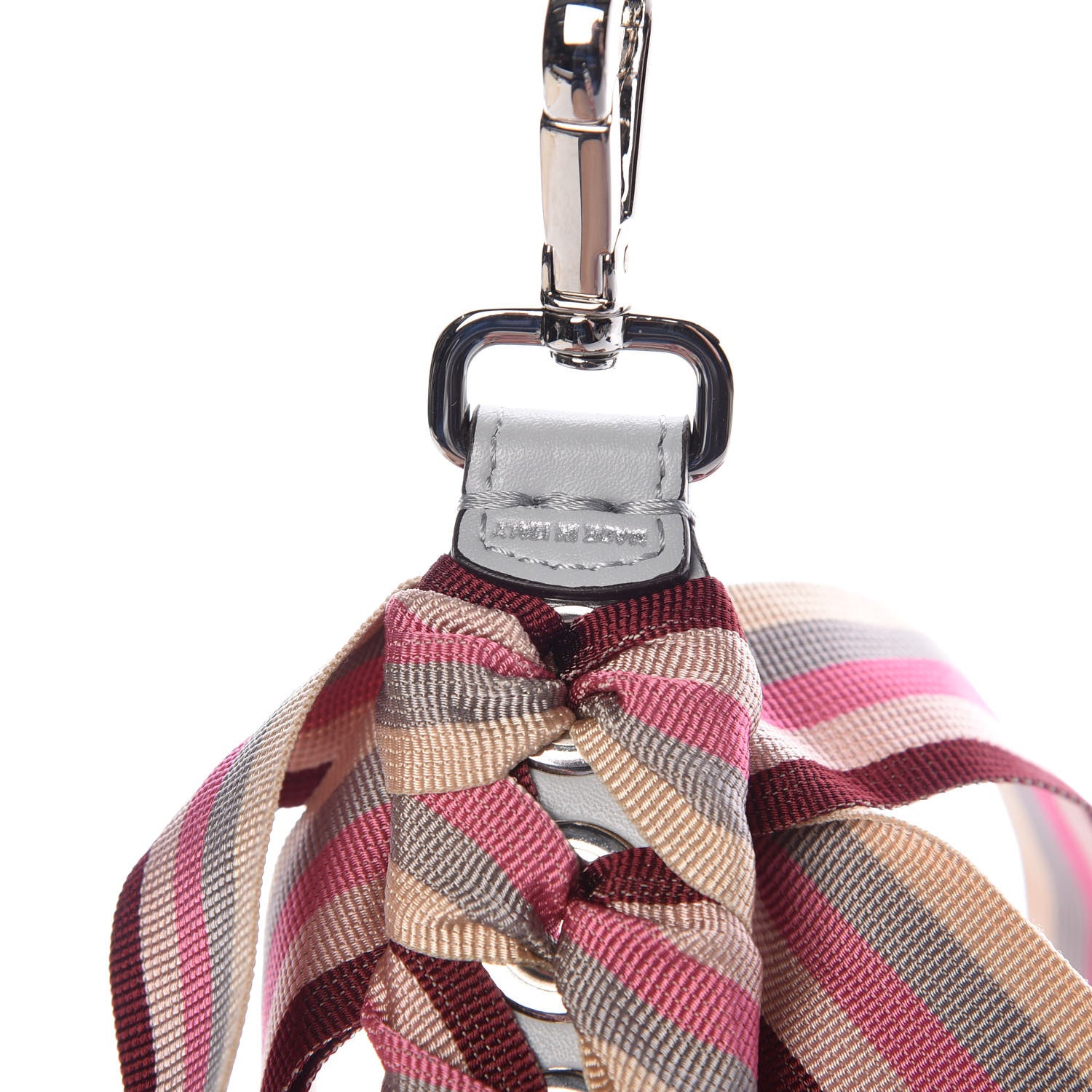 Fendi Calfskin Ribbon Lace Up Bow Mini Strap You Grey Pink 5 of 5