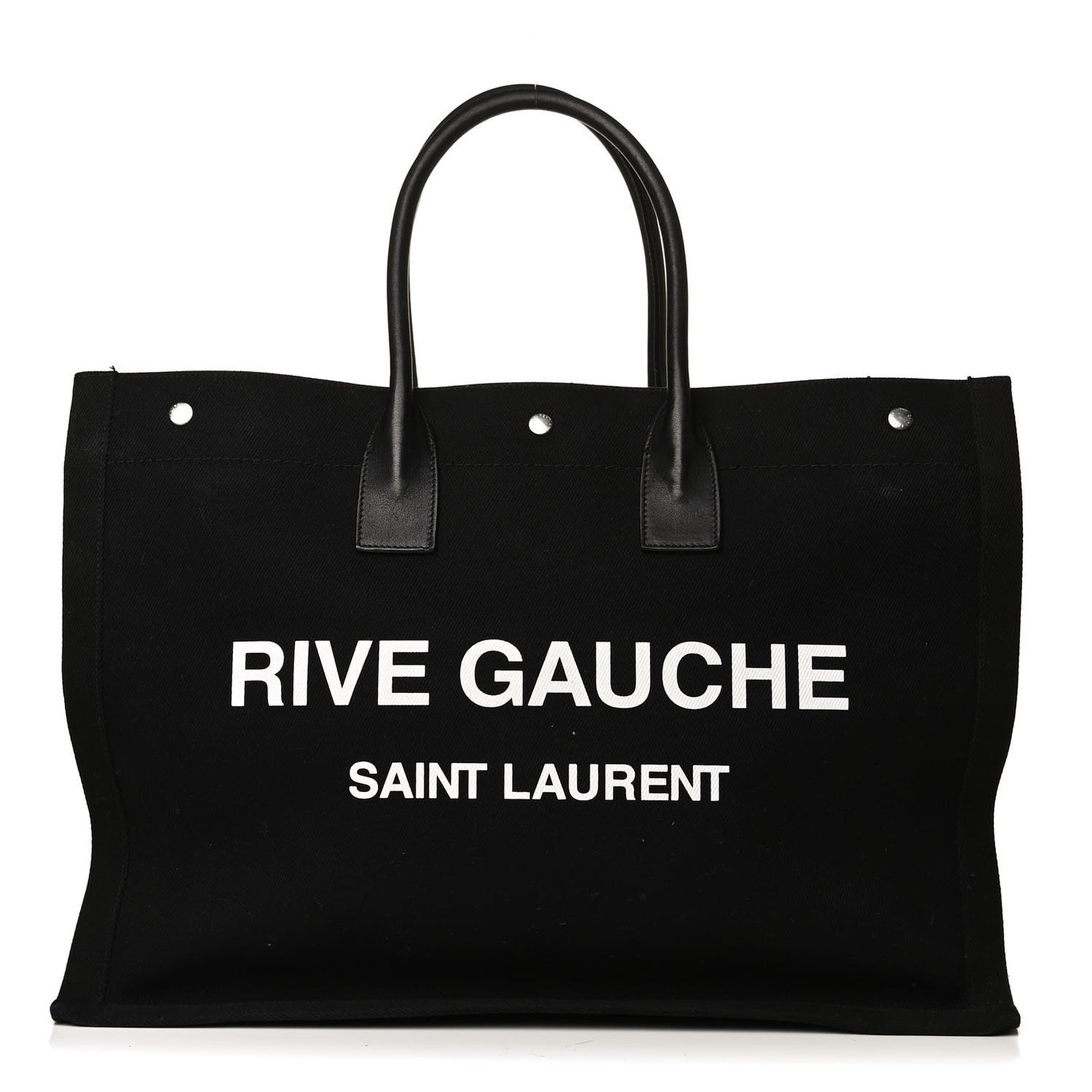 Linen Calfskin Rive Gauche Tote Black